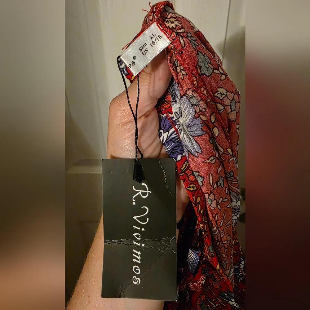 Red Tiered Boho Maxi Skirt for Casual Resort Wear - Picture 3 of 5